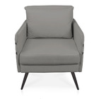 Poltrona Mari Suede Grafite Com Tira Corano Preto Pés Palito