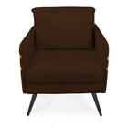 Poltrona Mari Suede Marrom Com Tira Corano Nozes Pés Palito D