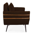 Poltrona Mari Suede Marrom Com Tira Corano Nozes Pés Palito D