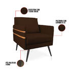 Poltrona Mari Suede Marrom Com Tira Corano Nozes Pés Palito D