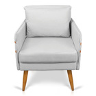 Poltrona Mari Suede Pés Palito Castanho D03 - D'rossi - Cinza