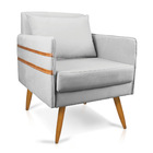 Poltrona Mari Suede Pés Palito Castanho D03 - D'rossi - Cinza