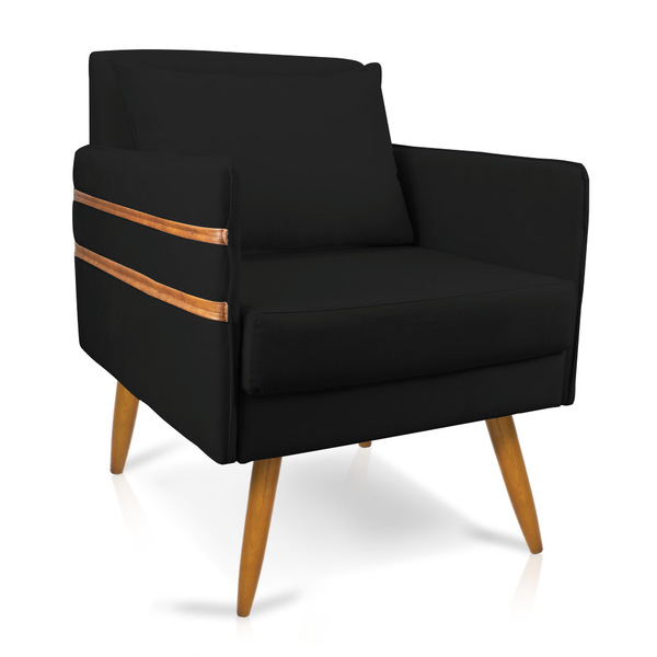 Poltrona Mari Suede Pés Palito Castanho D03 - D'rossi - Preto