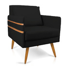 Poltrona Mari Suede Pés Palito Castanho D03 - D'rossi - Preto