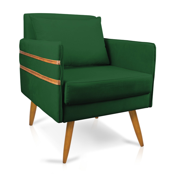 Poltrona Mari Suede Pés Palito Castanho D03 - D'rossi - Verde