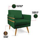 Poltrona Mari Suede Verde Com Tira Corano Nozes Pés Palito Ca