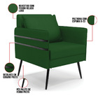 Poltrona Mari Veludo Luxo Verde A136 Pés Palito De Ferro Pret