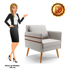 Poltrona Mari Veludo Pés Palito Castanho D03 - D'rossi - Cinza