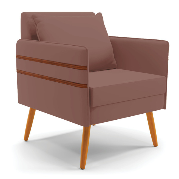 Poltrona Mari Veludo Pés Palito Castanho D03 - D'rossi - Rose