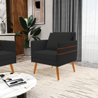 Poltrona Mari Veludo Preto Com Tira De Corano Nozes Pés Palit