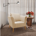 Poltrona Marilia Linho Bege A19 Pés Palito Castanho