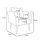 Poltrona Marilia Linho Bege A19 Pés Palito Castanho