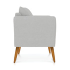 Poltrona Marilia Linho Cinza A05 Pés Palito Castanho