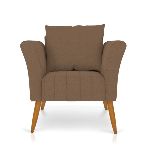 Poltrona Marilia Linho Seletine Sisal A105 Pés Palito Castanh