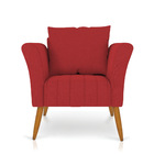 Poltrona Marilia Linho Vermelho A107 Pés Palito Castanho - D'