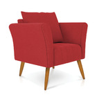 Poltrona Marilia Linho Vermelho A107 Pés Palito Castanho - D'