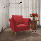 Poltrona Marilia Linho Vermelho A107 Pés Palito Castanho - D'