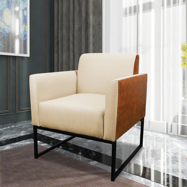 Poltrona Marisa Corano Nozes Com Linho Grosso Bege A19 Base I