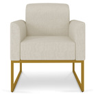 Poltrona Marisa Linho Base Industrial Metálica Dourado - D'ro