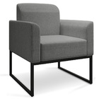 Poltrona Marisa Linho Grafite Base Industrial Preto Bnn Decor