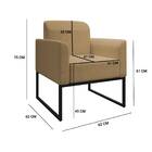 Poltrona Marisa Linho Palha Base Industrial Preto Bnn Decor