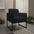 Poltrona Marisa Linho Preto Base Industrial Preto Bnn Decor