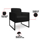 Poltrona Marisa Linho Preto Base Industrial Preto Bnn Decor