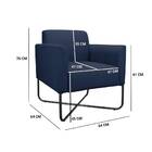 Poltrona Marisa Suede Azul Marinho Base Industrial Em X Preta