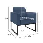 Poltrona Marisa Suede Azul Marinho Base Industrial Metálica P