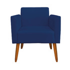 Poltrona Marisa Suede Azul Marinho Pés Palito Tana Decor