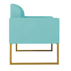 Poltrona Marisa Suede Azul Turquesa Base Industrial Metálica