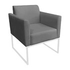 Poltrona Marisa Suede Base Industrial Metálica Branca D'rossi