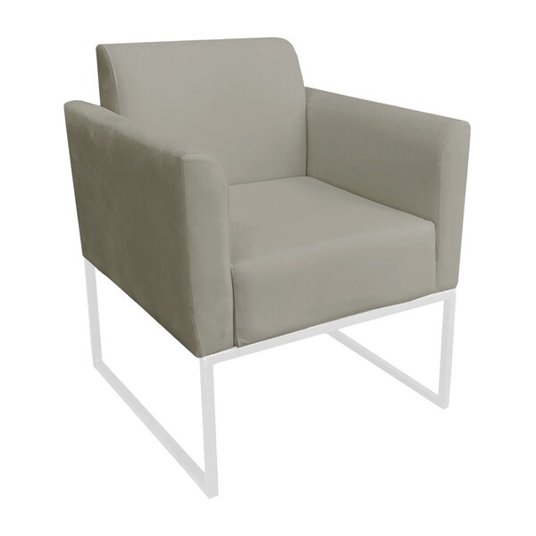 Poltrona Marisa Suede Base Industrial Metálica Branca D'rossi