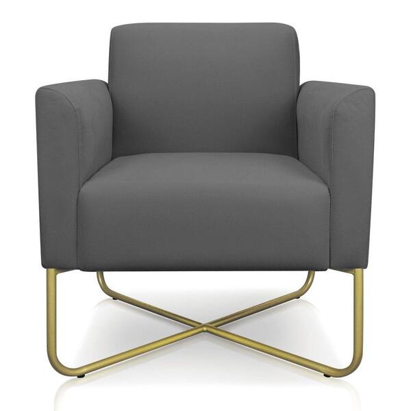 Poltrona Marisa Suede Base X Industrial Dourada Grafite