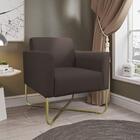 Poltrona Marisa Suede Base X Industrial Dourada Marrom