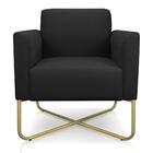 Poltrona Marisa Suede Base X Industrial Dourada Preto
