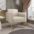 Poltrona Marisa Suede Base X Industrial Dourado Bege