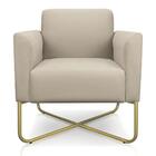 Poltrona Marisa Suede Base X Industrial Dourado Bege