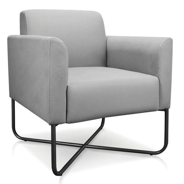 Poltrona Marisa Suede Base X Industrial Preta D´rossi Cinza