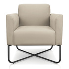 Poltrona Marisa Suede Bege Base Industrial Em X Preta Tana De