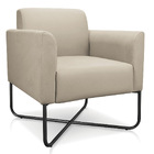 Poltrona Marisa Suede Bege Base Industrial Em X Preta Tana De