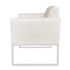 Poltrona Marisa Suede Bege Base Industrial Metálica Branca D'