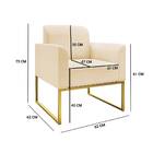 Poltrona Marisa Suede Bege Base Industrial Metálica Dourada T