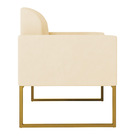 Poltrona Marisa Suede Bege Base Industrial Metálica Dourada T