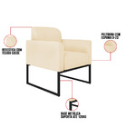 Poltrona Marisa Suede Bege Base Industrial Metálica Preta Tan