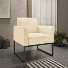 Poltrona Marisa Suede Bege Base Industrial Metálica Preta Tan