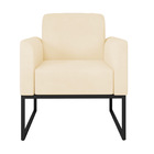 Poltrona Marisa Suede Bege Base Industrial Metálica Preta Tan