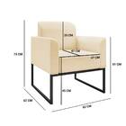 Poltrona Marisa Suede Bege Base Industrial Metálica Preta Tan