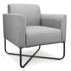 Poltrona Marisa Suede Cinza Base Industrial Em X Preta Tana D