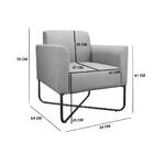 Poltrona Marisa Suede Cinza Base Industrial Em X Preta Tana D